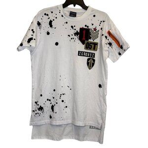 Bleecker & Mercer Mens Embroidered Zippered Short Sleeve T-Shirt - Size L